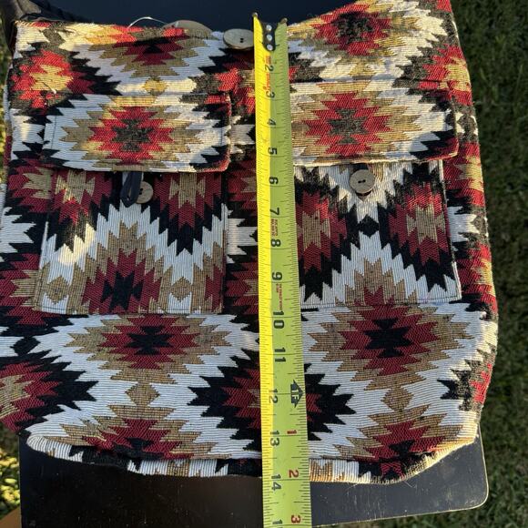 Handmade Blanket Tote Southwestern Navajo Boho Tan Red Black Large Shoulder Bag - Picture 10 of 14